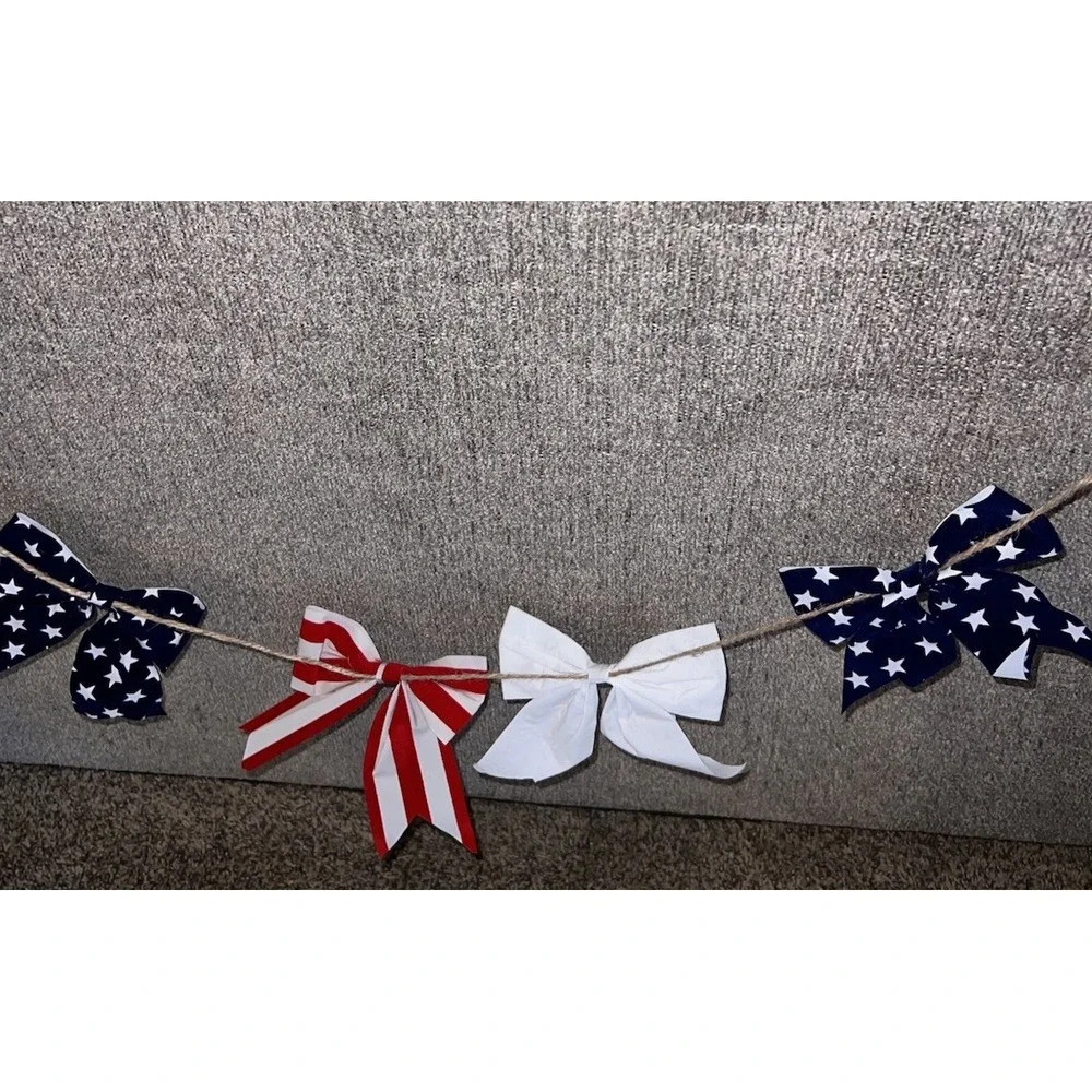 Vintage Americana Bow Garland Banner Patriotic 4th of July 65